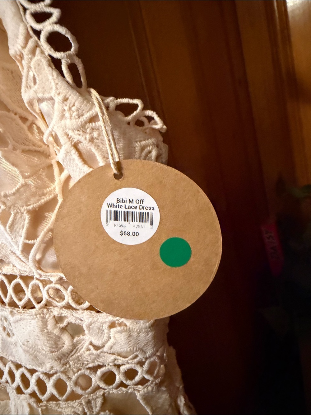 Cream Lace Dress with Intricate Crochet Detail